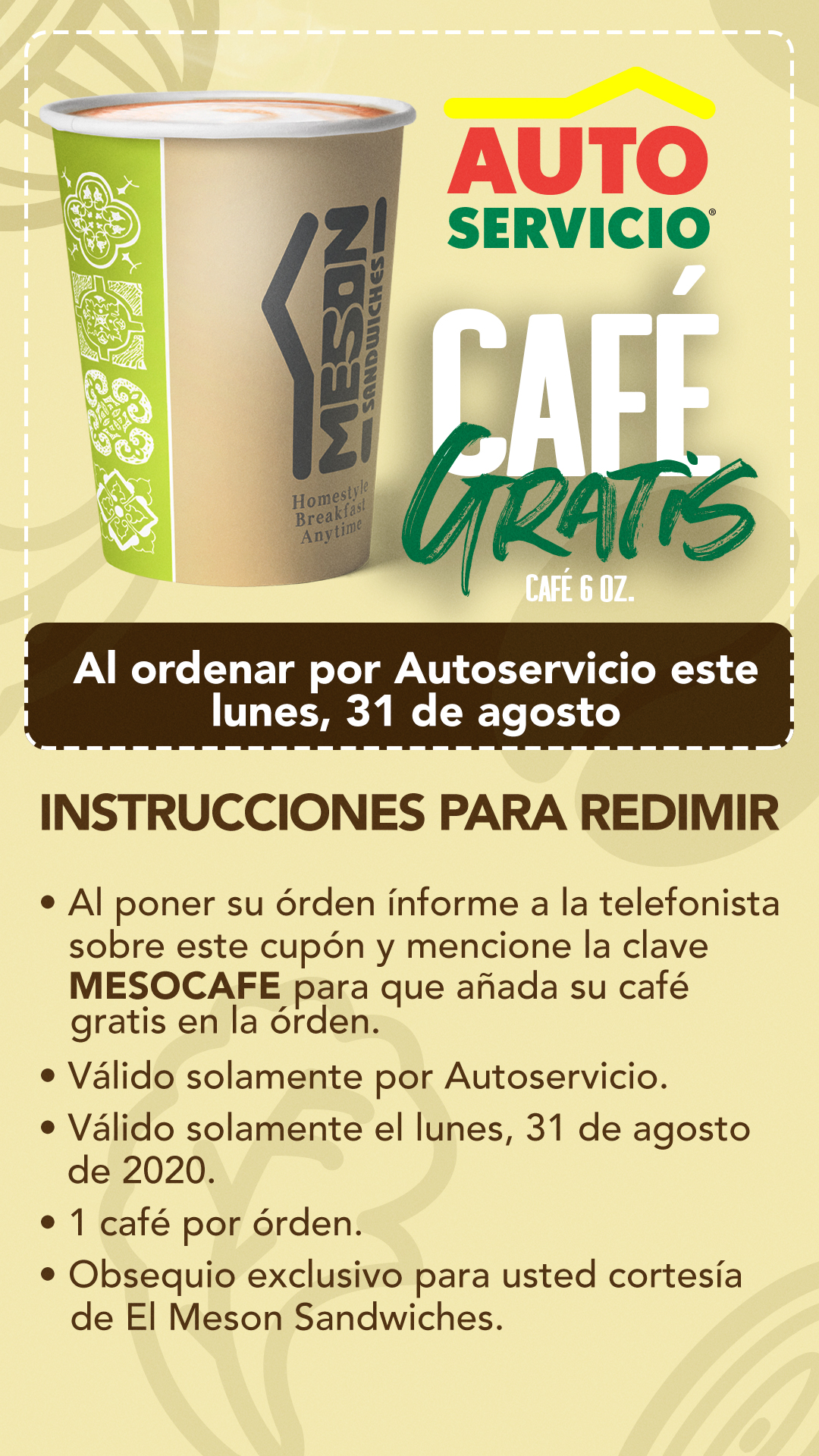 Cafe Gratis El Meson Sandwiches