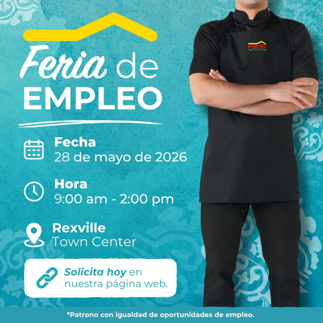 Feria de empleo Fecha 28 de mayo de 2026 Hora 9:00 am - 2:00 pm Rexville Town Center
